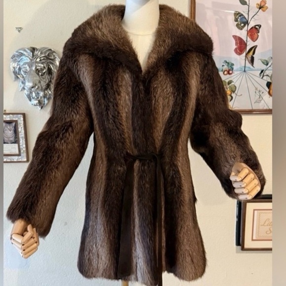 Vintage Jackets & Blazers - Vintage Fendi *Inspired* Genuine Fur Coat (Small/Medium)